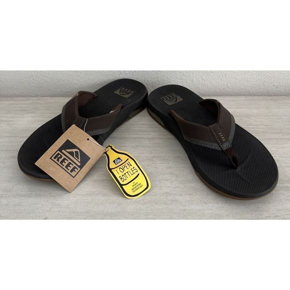 Reef Unisex Men's Sz 7 Women's Sz 8.5 Dk Brown Fanning Low Back Slip On Sandals - Picture 7 of 9